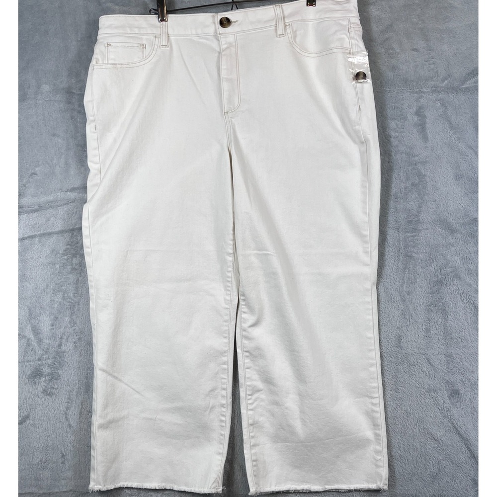 Sonoma Womens 18R Wide Leg Crop Pants White High Rise Stretch Denim NWT